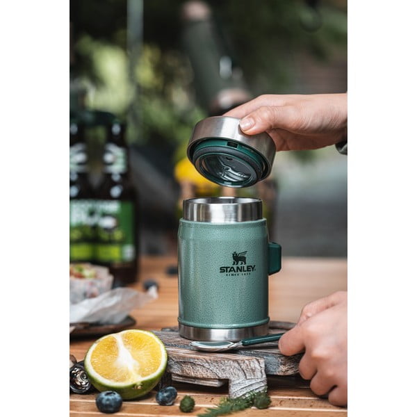 Zaļš nerūsējošā tērauda termoss pārtikai 400 ml Legendary Classic Hammer Tone Green – Stanley-image-1