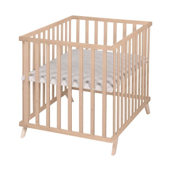 Dabīga toņa dižskābarža masīvkoka bērnu sētiņa ar regulējamu augstumu 75x100 cm Lil Planet – Roba-image-3