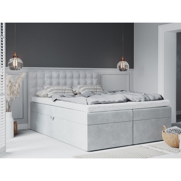 Gaiši pelēka divguļamā gulta Mazzini Beds Jade, 160 x 200 cm-image-4