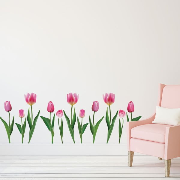 Ambiance Pink Tulips sienas uzlīmju komplekts