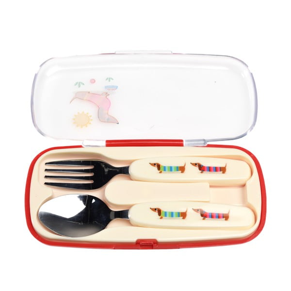 Nerūsējošā tērauda bērnu galda piederumi (2 gab.) Sausage Dog – Rex London