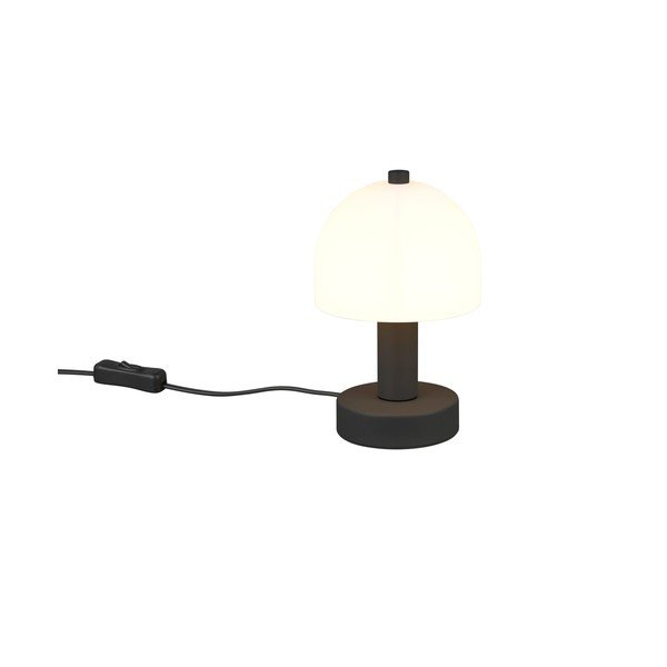 Melnbalta galda lampa ar stikla abažūru (augstums 19 cm) Glenn – Reality-image-4
