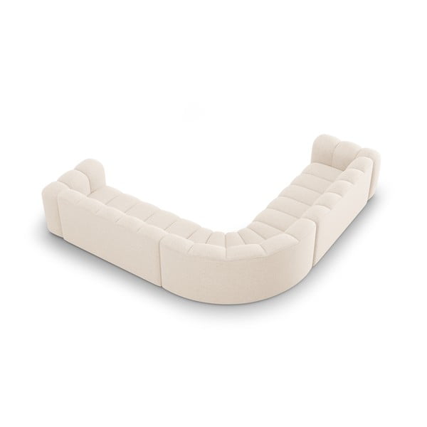 Krēmkrāsas modulārais stūra dīvāns no šenila auduma Lupine – Micadoni -image-3