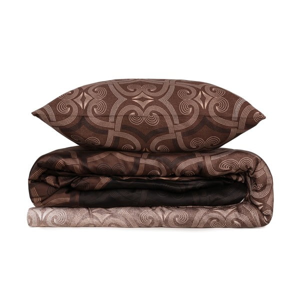 Brūna divvietīga gultas veļa no kokvilnas satīna 200x200 cm Pandora – Mijolnir