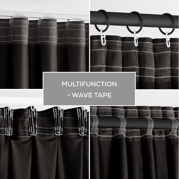 Melns samta daļēji gaismu necaurlaidīgs aizkars 140x270 cm – Restilo-image-4