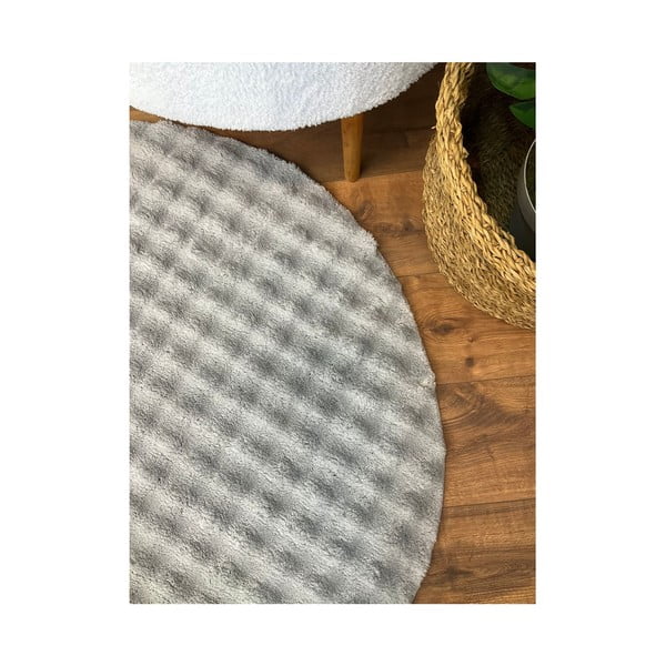 Pelēks mazgājams apaļš paklājs ø 120 cm Bubbly – Oyo Concept-image-4