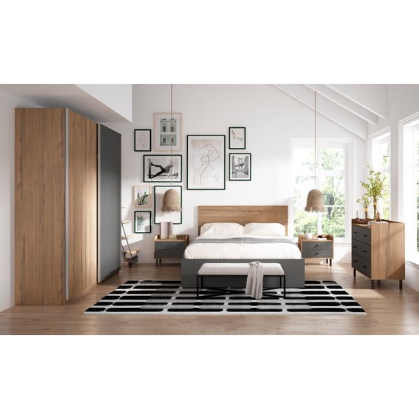 Melna divguļamā gulta ar uzglabāšanas vietu un režģi 160x200 cm Malta – Marckeric-image-4