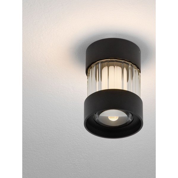 Matēti melna alumīnija LED griestu lampa ar regulējamu spilgtumu ar stikla abažūru Glovia – Nova Luce-image-2