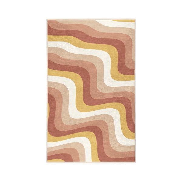 Okera dzeltens/dūmakaini rozā mazgājams paklājs 60x100 cm Creamy Strawberry Swirl – Mila Home