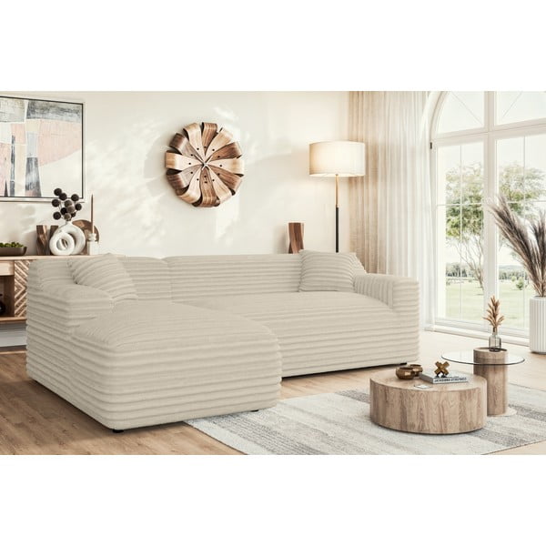 Bēšs velveta stūra dīvāns (ar kreiso stūri/ar zvilni) Martin – Ropez-image-1