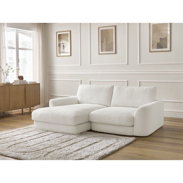 Balts stūra dīvāns no buklē auduma (ar kreiso stūri/ar zvilni) Leonore – Bobochic Paris-image-4