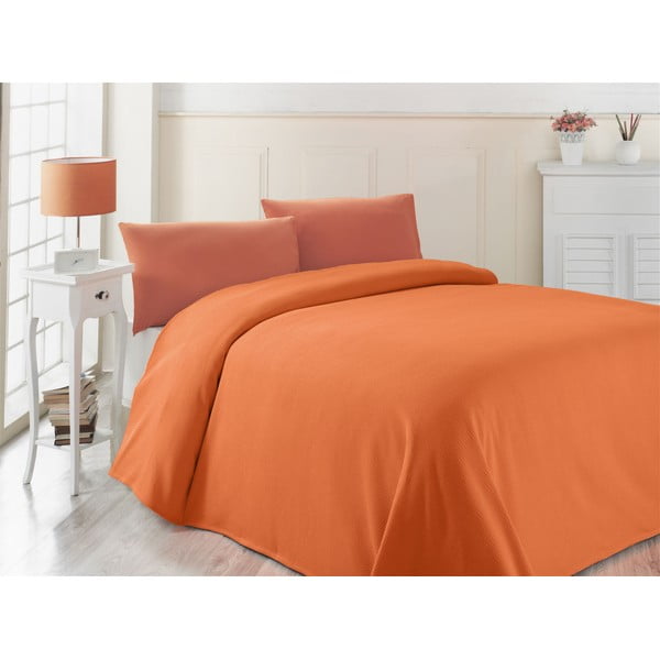 Oranžs viegls gultas pārklājs Oranj, 200 x 230 cm