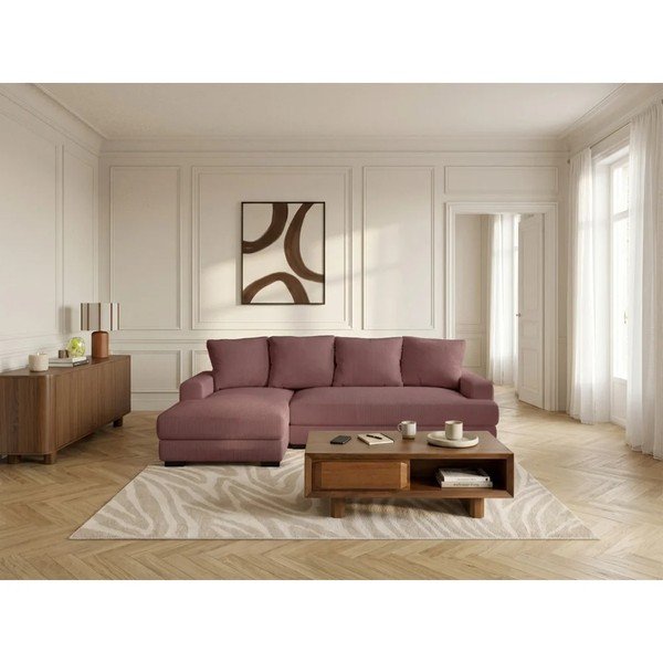 Rozā velveta salokāms/ar uzglabāšanas vietu stūra dīvāns (ar kreiso stūri/ar zvilni) Campi – Bobochic Paris-image-1