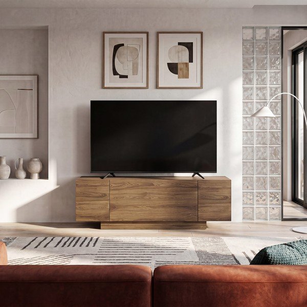 Dabīga toņa TV galdiņš ar ozolkoka imitāciju 140x45x40 cm Victor – Marckeric-image-1