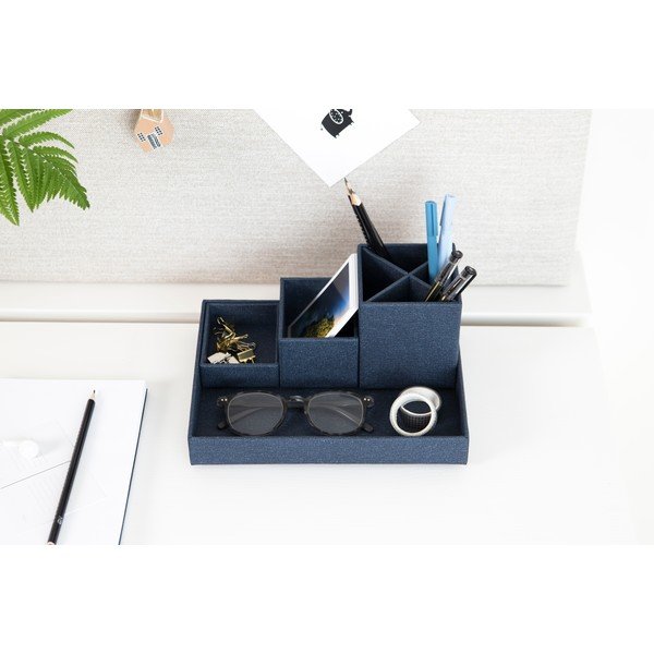 Tumši zils rakstāmgalda organizators ar 4 nodalījumiem Bigso Box Of Sweden Lena-image-1