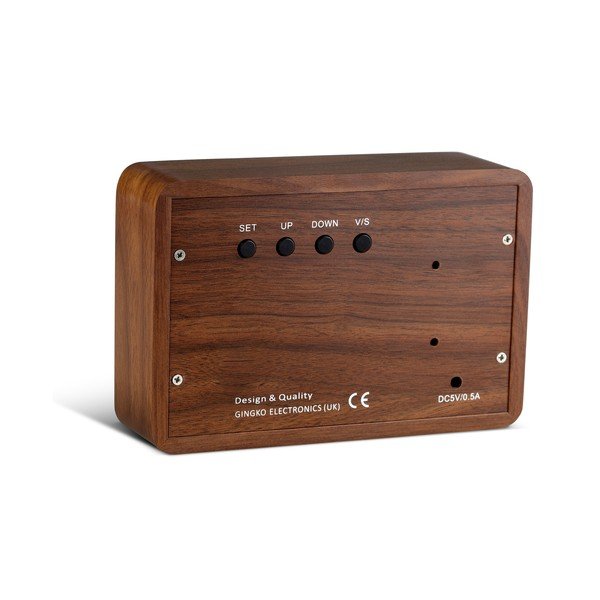 Tumši brūns modinātājs ar zaļu LED displeju Gingko Brick Click Clock-image-4