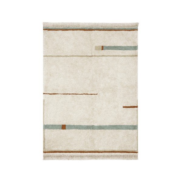 Zils/krēmkrāsas mazgājams/ar rokām darināts kokvilnas paklājs 200x300 cm Lanes Vintage Blue – Lorena Canals
