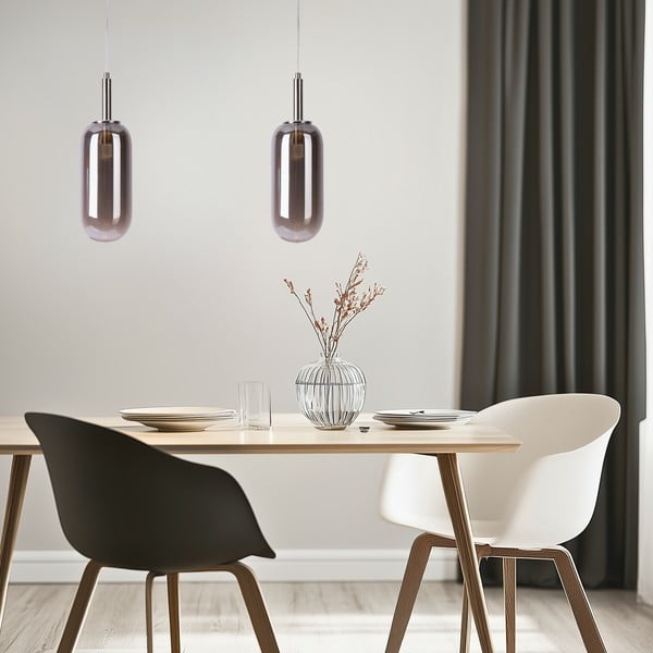 Antracīta pelēka LED piekaramā lampa ar stikla abažūru ø 13 cm Fiuggi – Candellux Lighting-image-4