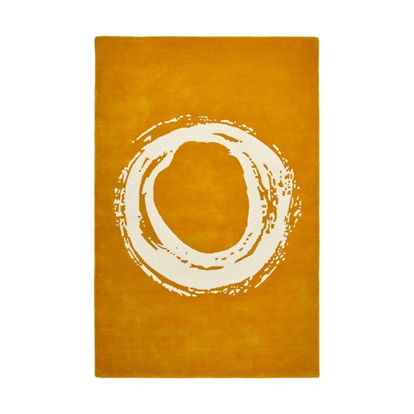 Sinepju dzeltens vilnas paklājs Think Rugs Elements Circle, 150 x 230 cm