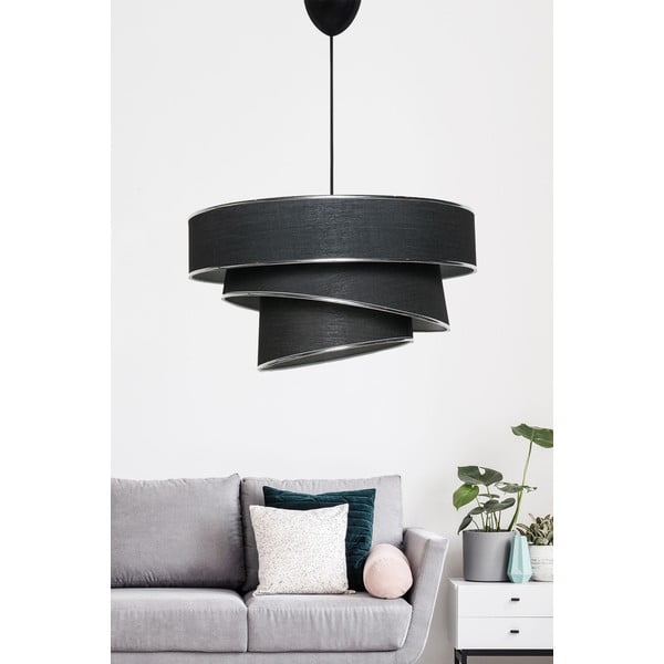 Melna/sudraba krāsas piekaramā lampa ar auduma abažūru ø 40 cm Couper – Opviq lights-image-1
