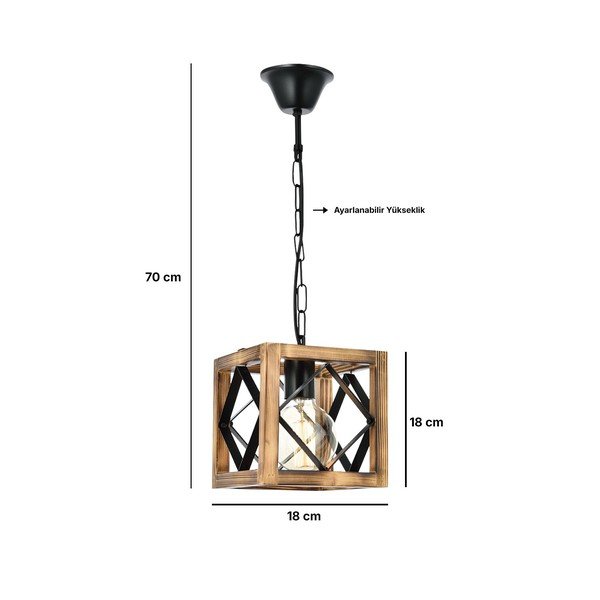 Griestu lampa no egles koka Zikzak Rustik-image-2
