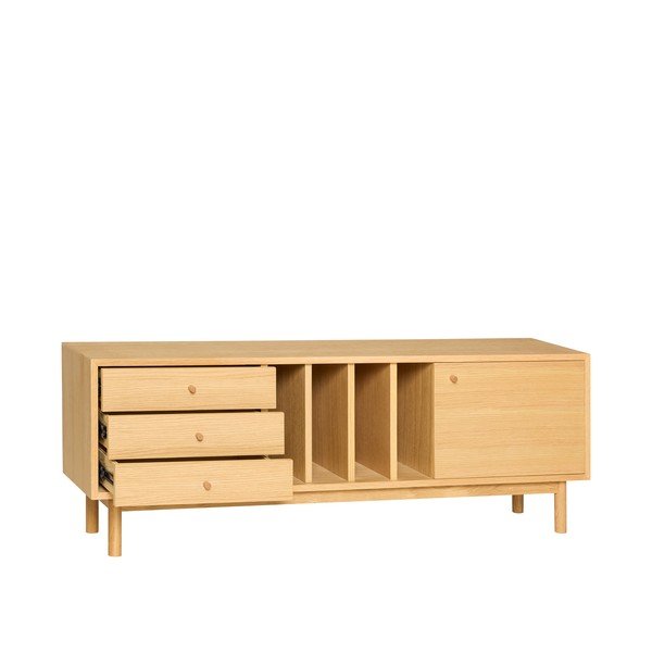 Dabīga toņa kumode ar ozolkoka imitāciju 140x50x37 cm Nobby – Hübsch-image-4