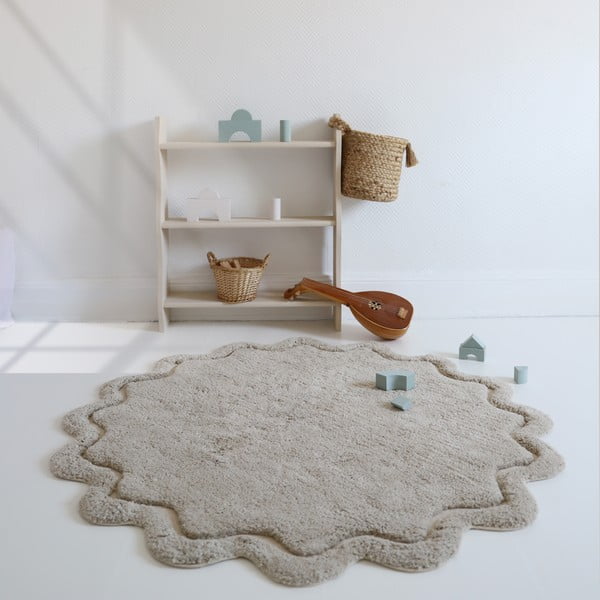 Bēšs mazgājams/ar rokām darināts kokvilnas apaļš paklājs ø 110 cm Sweet April Lin – Nattiot-image-3