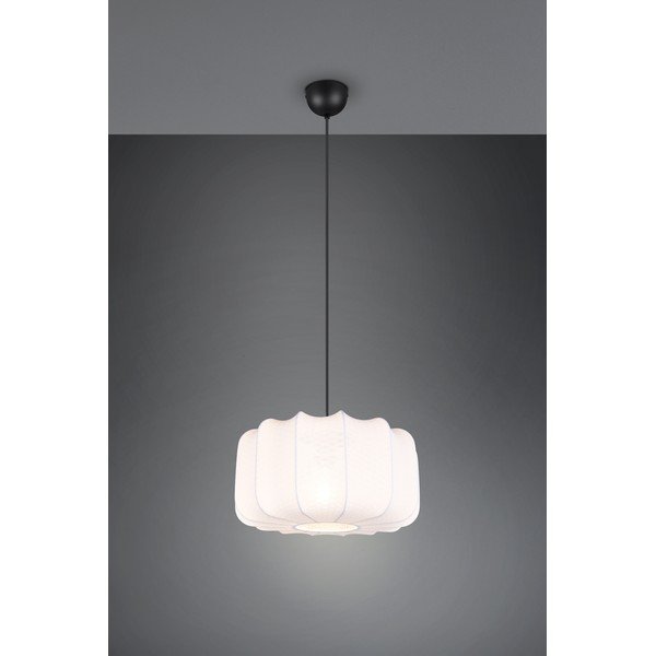 Balta metāla piekaramā lampa ar auduma abažūru ø 40 cm Madleine – Reality-image-3