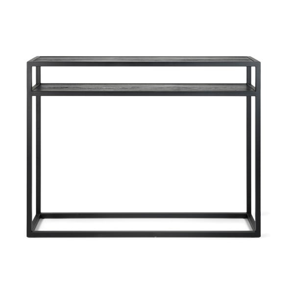 Melns konsoles galds ar ozola masīvkoka galda virsmu 30x120 cm Daniël – Spinder Design