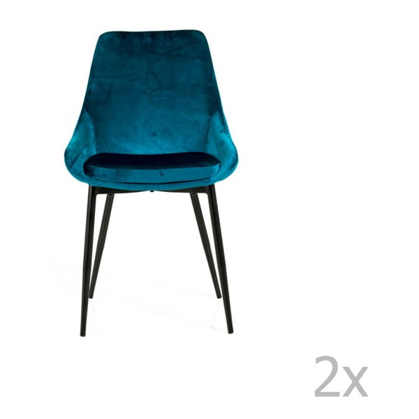 2 benzīna zilu ēdamistabas krēslu komplekts ar samta polsterējumu Tenzo Lex