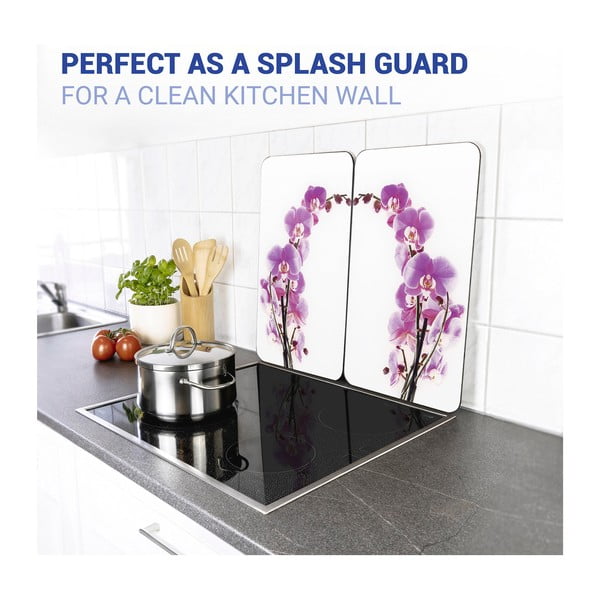 Stikla aizsargplāksnes plītij (2 gab.) Wenko Orchid, 52 x 30 cm-image-2