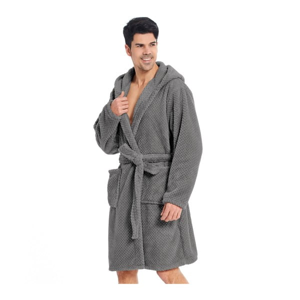 Pelēks unisex mikrošķiedras halāts DecoKing Sleepyhead, M izmērs-image-1