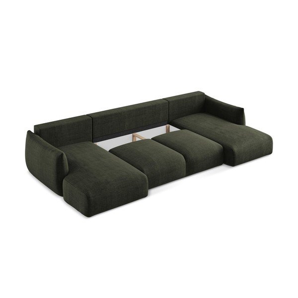 Zaļš salokāms (U veida) stūra dīvāns Leila – Makamii-image-4