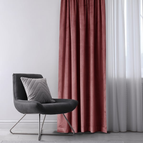 Rozā samta daļēji gaismu necaurlaidīgs aizkars 140x245 cm Eyelets – Restilo-image-1