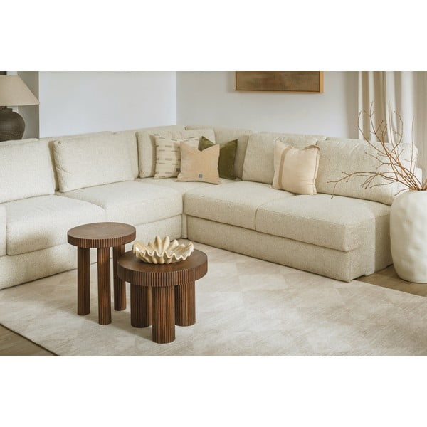 Bēšs vilnas paklājs 133x190 cm Agnus Checkered – Agnella-image-2