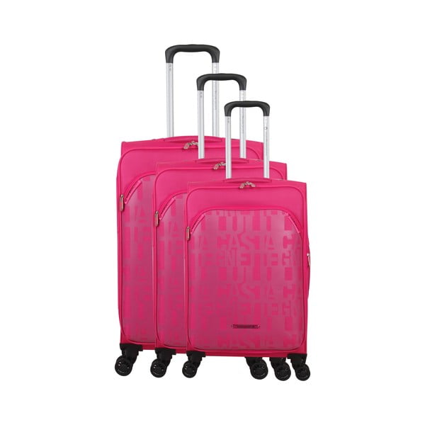 3 bagāžas somu komplekts purpursarkanā krāsā uz 4 riteņiem Lulucastagnette Bellatrice