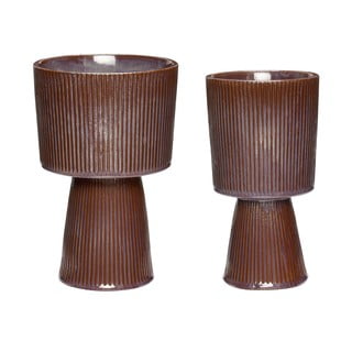 2 violeti brūnu keramikas puķu podu komplekts Hübsch Pot