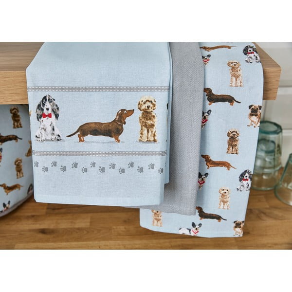 Kokvilnas trauku dvieļi (3 gab.) 45x65 cm Curious Dogs – Cooksmart ®-image-1
