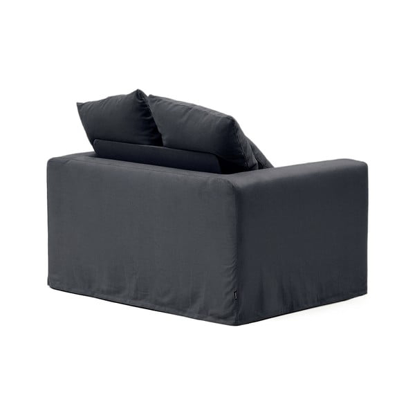 Antracīta pelēks lina atpūtas krēsls Nora – Kave Home-image-3