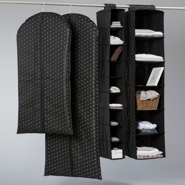 Melns piekaramais organizators ar 9 nodalījumiem Compactor Apģērbu savācējs-image-1