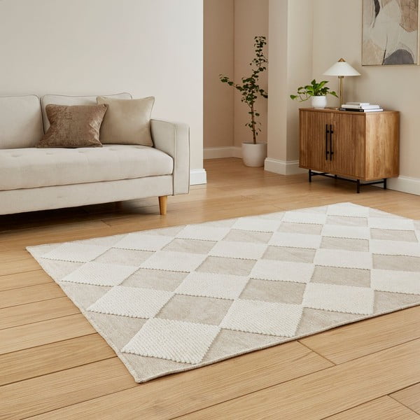 Balts/bēšs mazgājams paklājs 160x230 cm Lyna Beige&White – Think Rugs-image-2