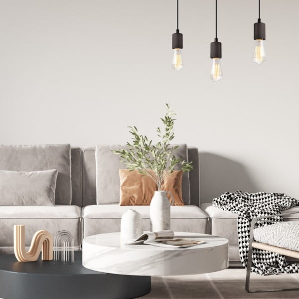 Melna piekaramā lampa Leon – LAMKUR-image-1