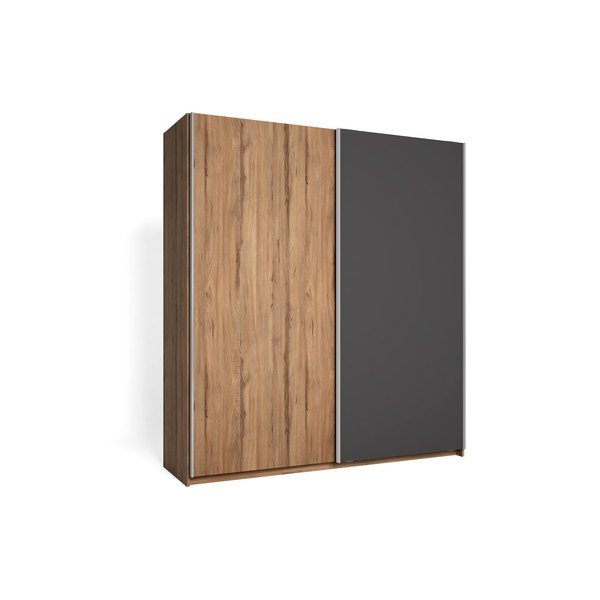 Pelēks riekstkoka imitācijas skapis ar bīdāmām durvīm 182x200 cm Malta – Marckeric-image-1