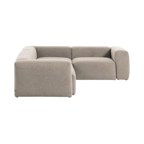 Bēšs stūra dīvāns no šenila auduma Blok – Kave Home-image-3