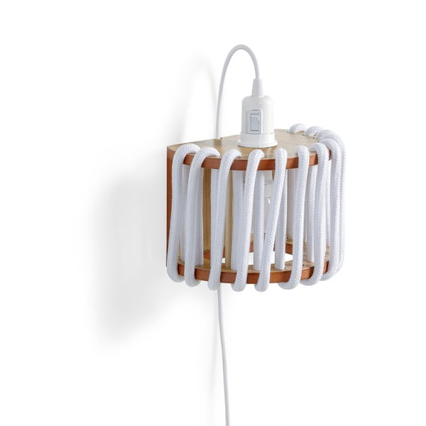 Balta sienas lampa ar koka konstrukciju EMKO Macaron, garums 20 cm-image-3