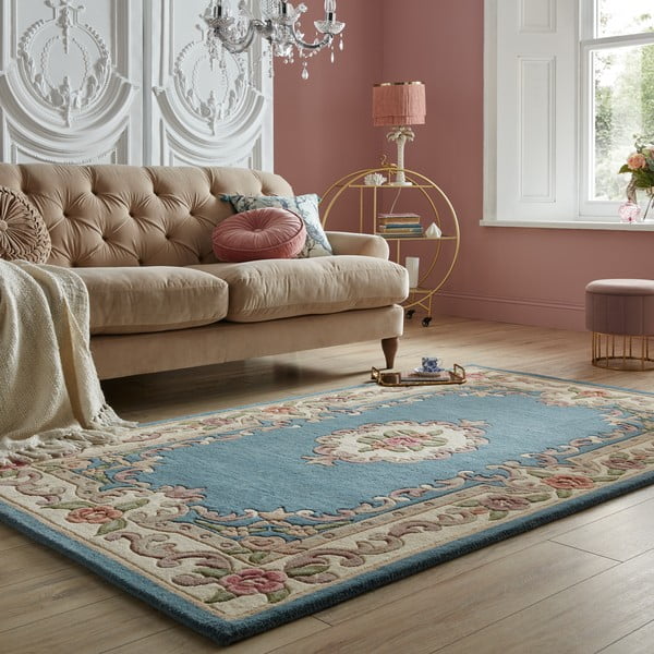 Zils vilnas paklājs Flair Rugs Aubusson, 75 x 150 cm-image-1