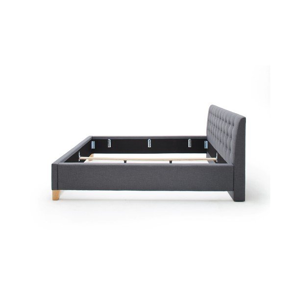Pelēka polsterēta divvietīga gulta bez režģa 140x200 cm Lucca – Meise Möbel-image-3