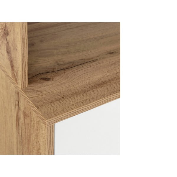 Balta/dabīga toņa vitrīna ar ozolkoka imitāciju 84x165 cm Skandi – Støraa-image-4