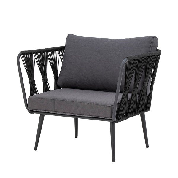 Melns metāla/polsterēts dārza atpūtas krēsls Pavone – Bloomingville-image-3