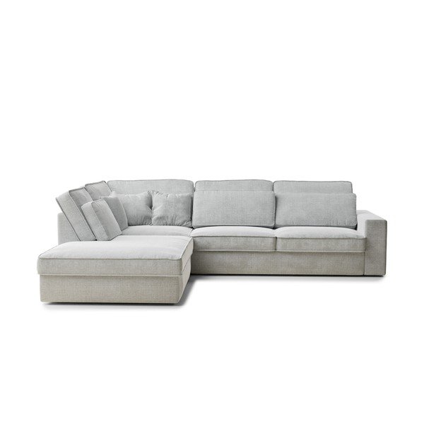 Gaiši pelēks stūra dīvāns no šenila auduma (ar kreiso stūri/L veida) Kirou – Maison de Rêve